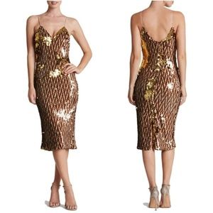 DRESS THE POPULATION Nina' Sequin Midi Slipdress